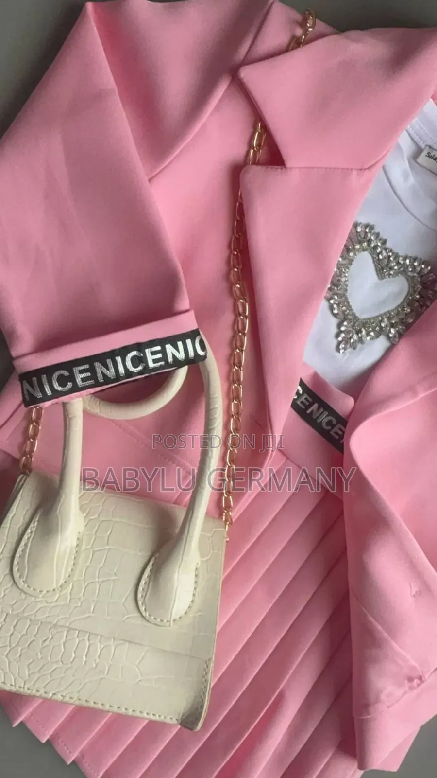 5 Piece Pink Girl Suit With Handbag and Hair Band