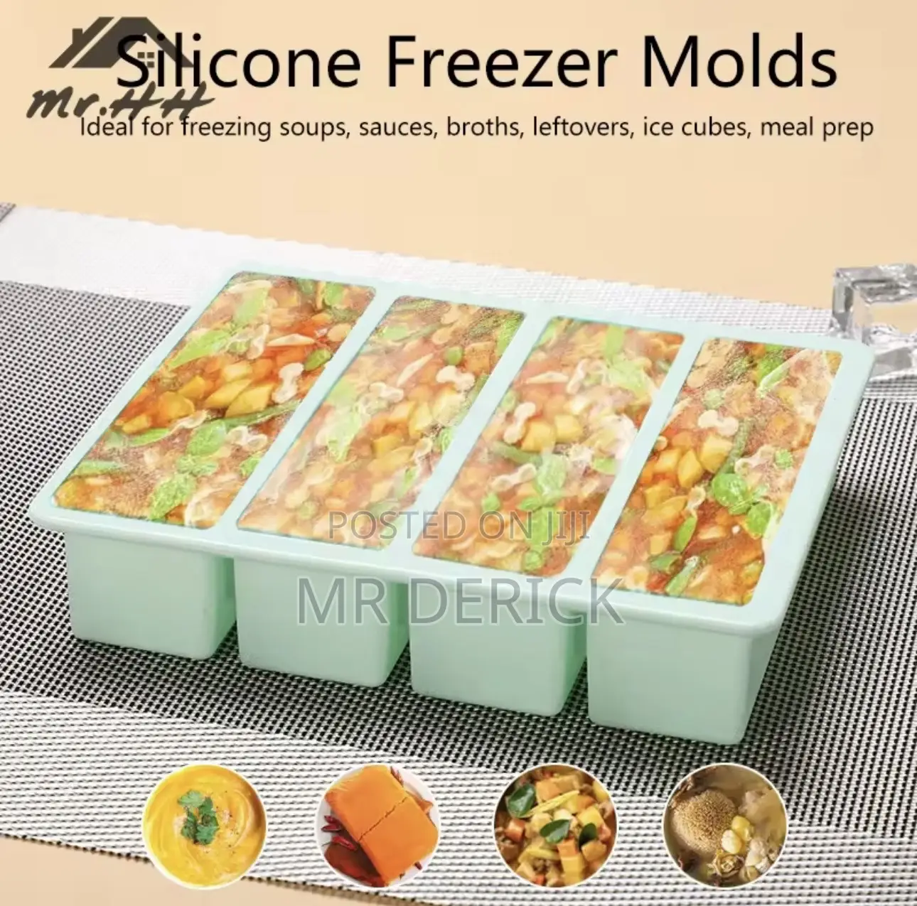 Silicone Mold Frozen Ice Cube Tray for 2 and 4cell Storage Container