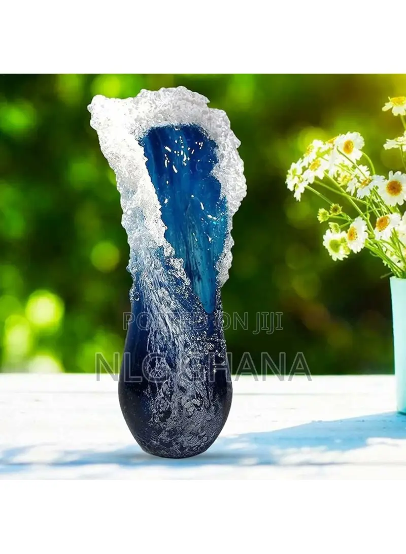 11.8" Ocean Wave Resin Vase, Living Room, Bedroom, Dining. Tvx28126