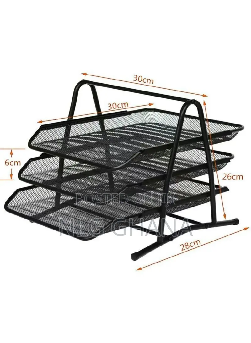 3 Tiers File Organizer Metal Mesh Stackable Desk Tray Paper. Ghx6725