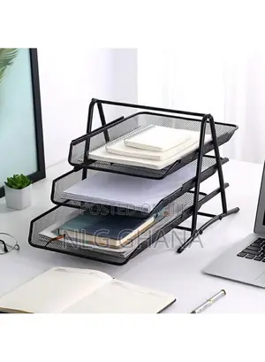 3 Tiers File Organizer Metal Mesh Stackable Desk Tray Paper. Ghx6725