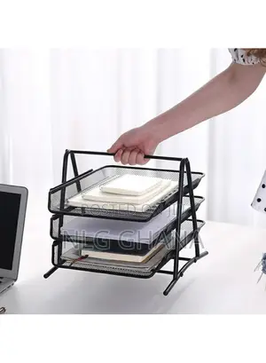 3 Tiers File Organizer Metal Mesh Stackable Desk Tray Paper. Ghx6725