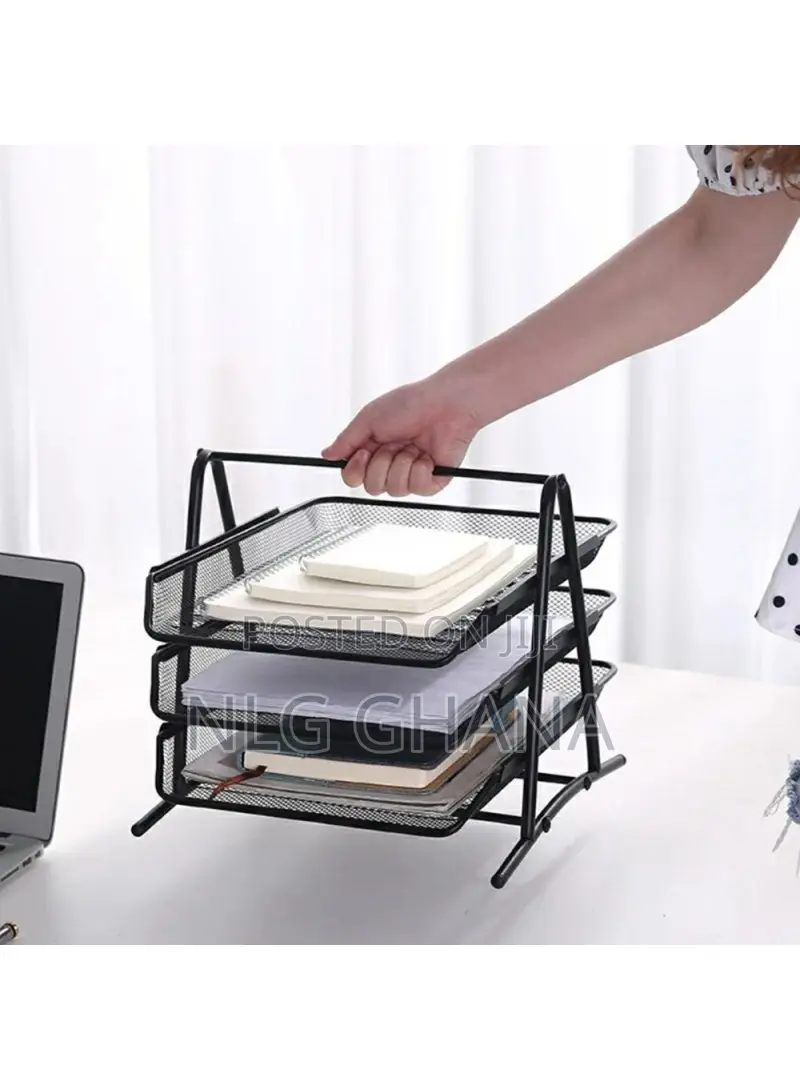 3 Tiers File Organizer Metal Mesh Stackable Desk Tray Paper. Ghx6725