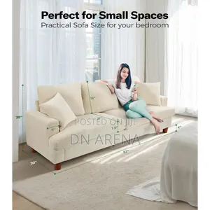 87”Solid Wood Leg Corduroy 3-Person Sofa With 2 Pillows Beige M