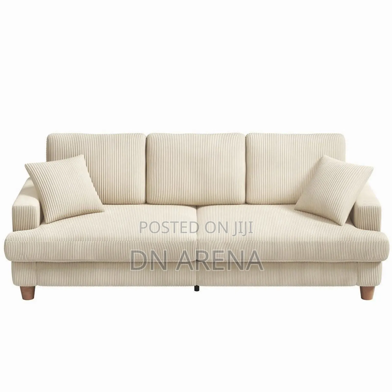 87”Solid Wood Leg Corduroy 3-Person Sofa With 2 Pillows Beige M