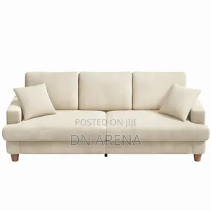 87”Solid Wood Leg Corduroy 3-Person Sofa With 2 Pillows Beige M