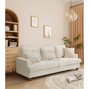 87”Solid Wood Leg Corduroy 3-Person Sofa With 2 Pillows Beige M