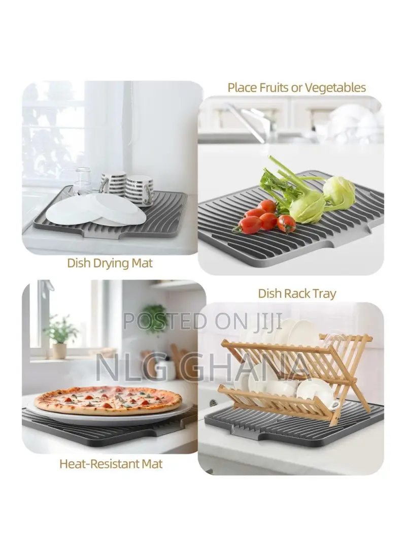 40x30cm Silicone Dish Drying Mat With Drain Lip. Tvx22415