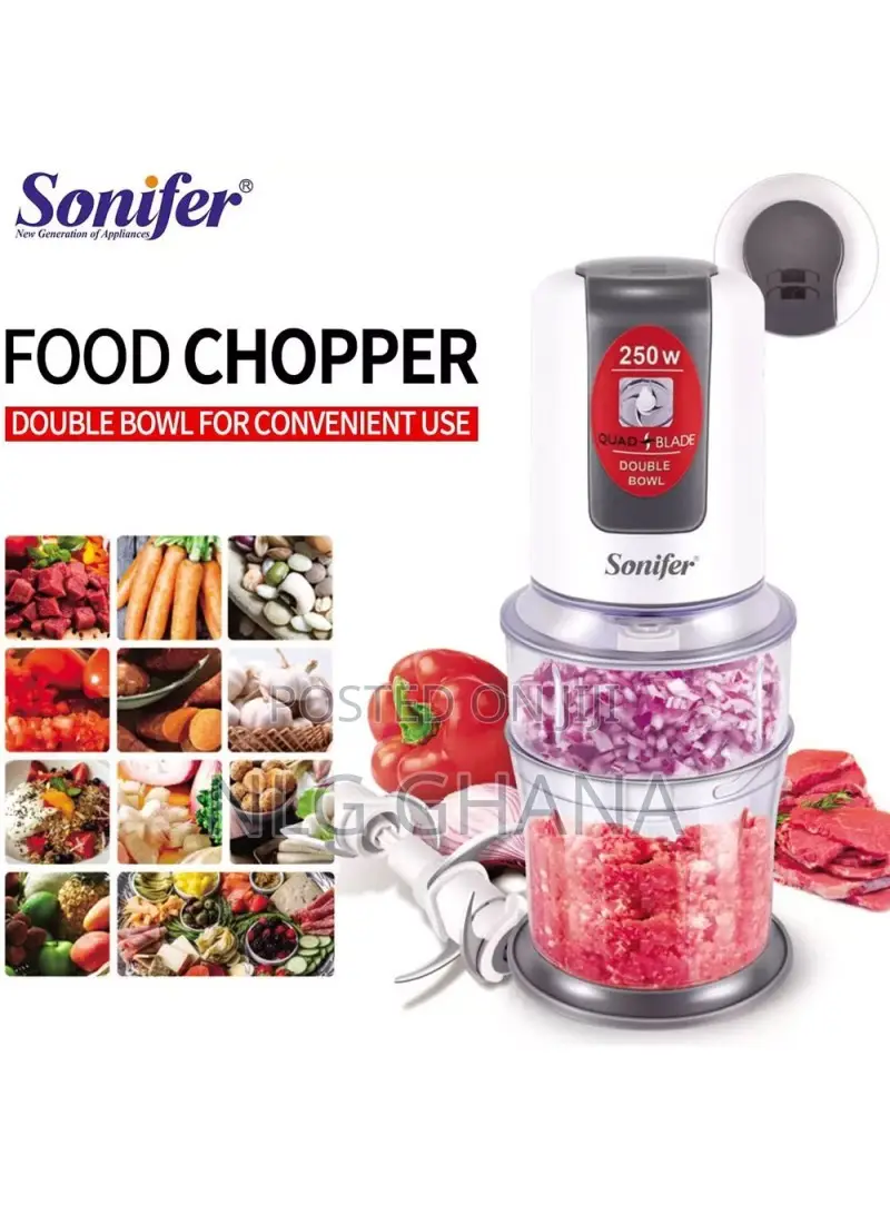 250w Quad-Blade Dual-Bowl 500ml +200ml Food Chopper. Gdx9422