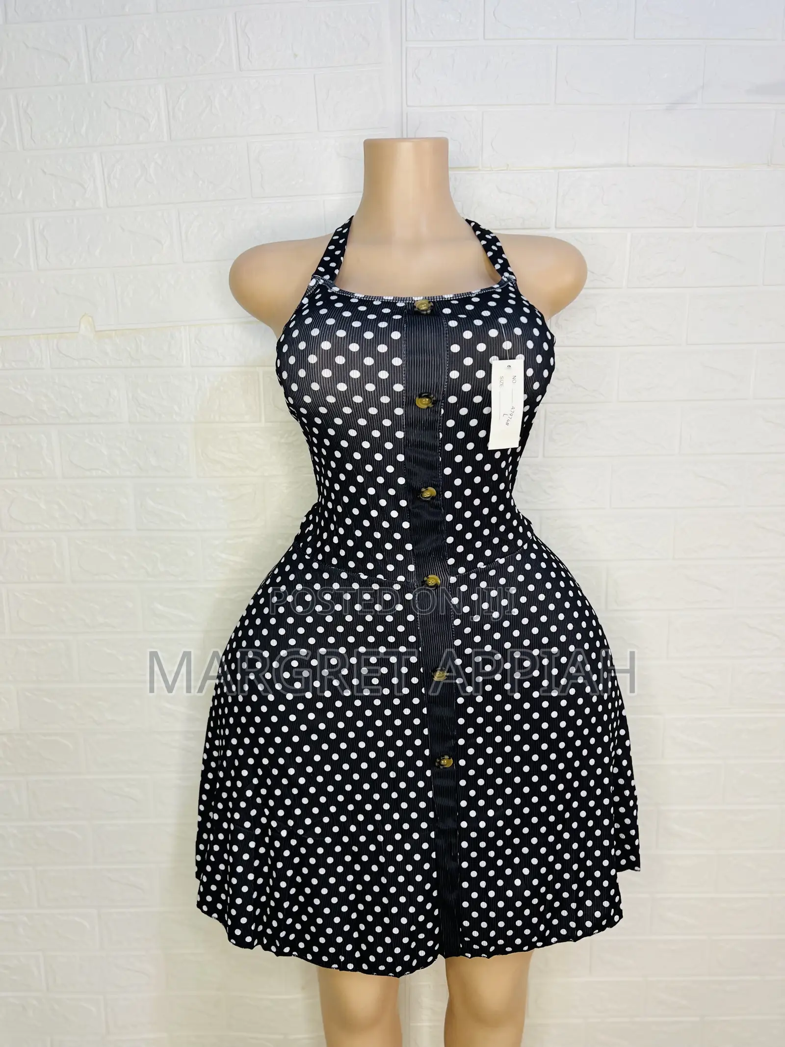 Bare Back Dress With Dot Design