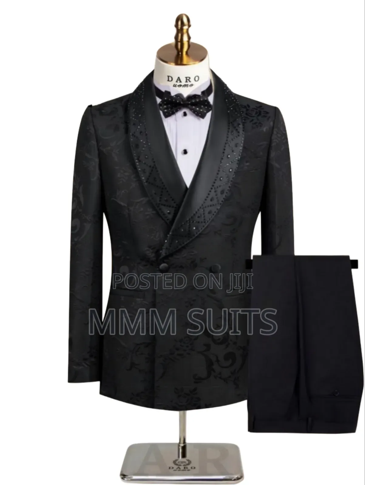 2-Piece Designer Double-Breasted Turkish Men Suit in Black