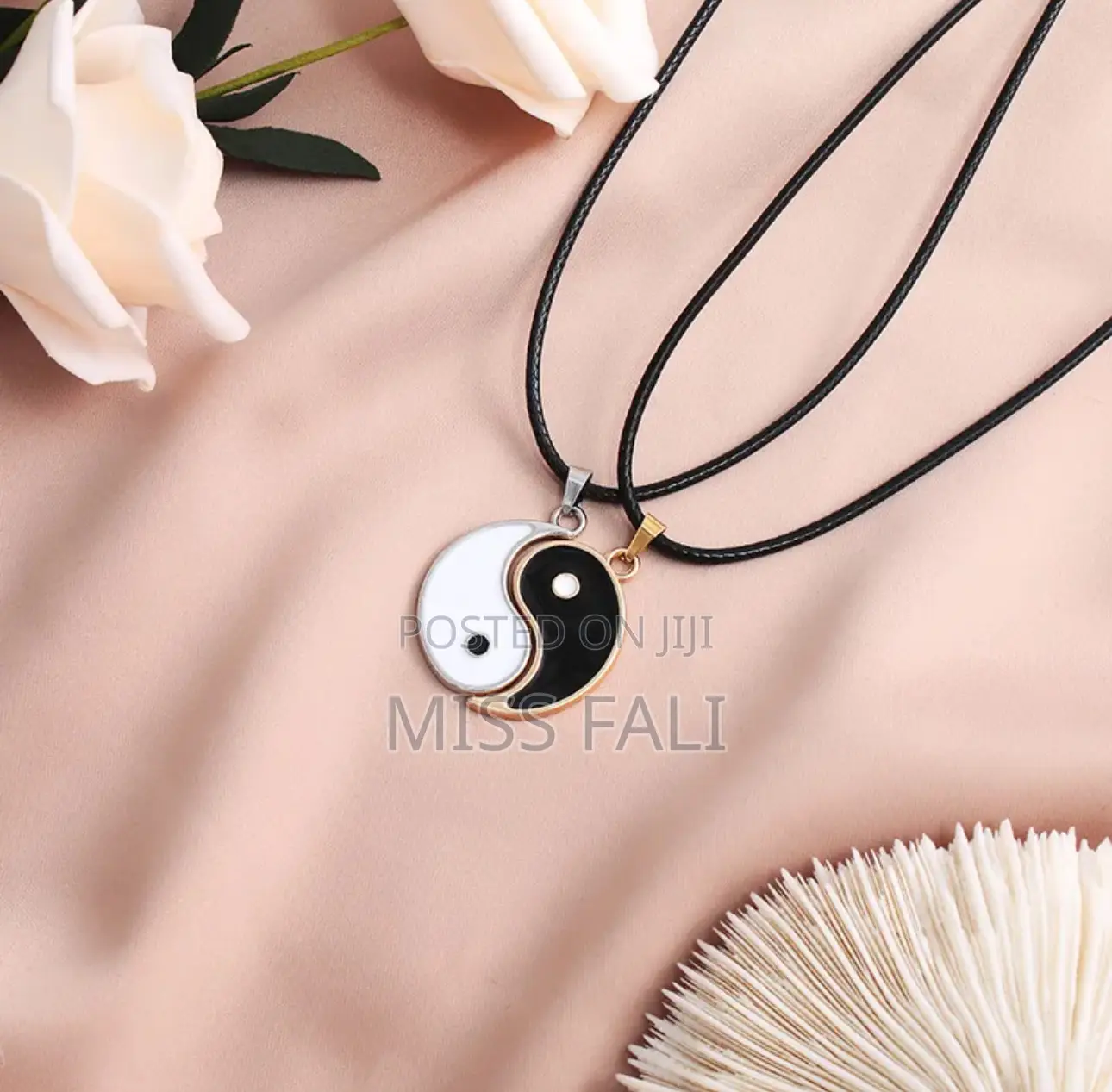 Couple Cat, Yin and Yan Pendant and Rope Necklace