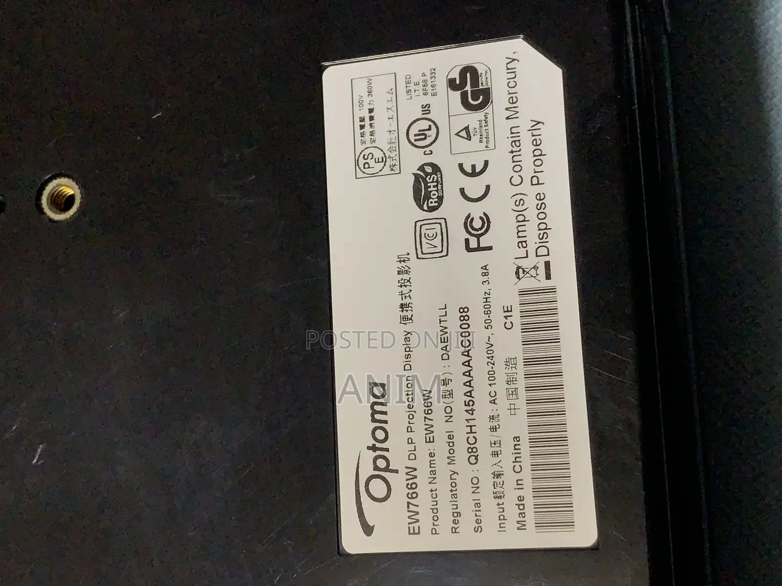 Optoma Ew766w Original Projector Lumen 4000 / Remote Uk Pre Owned