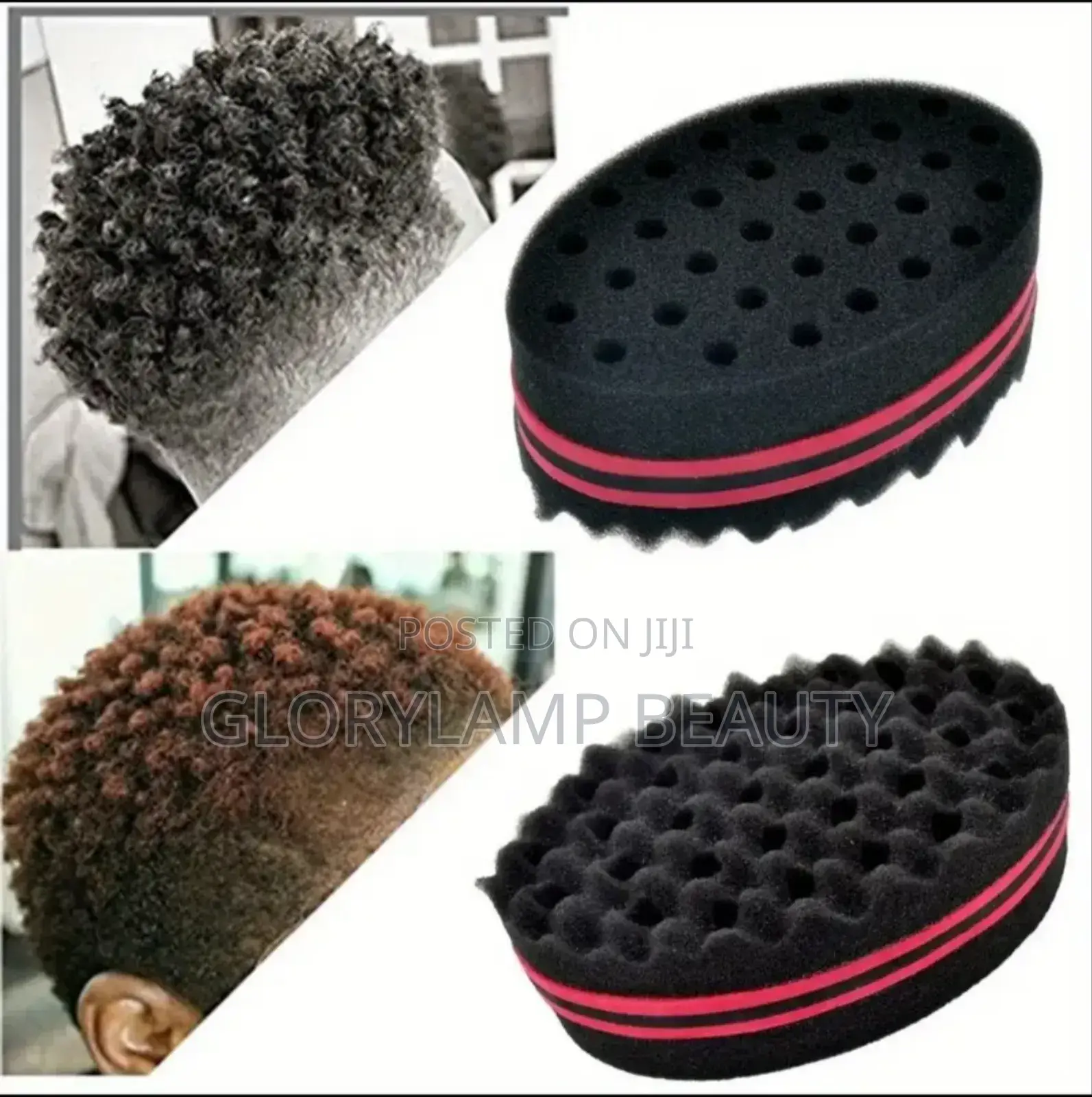 Afro Twist Hair Sponge Brush – Curl Coil Styling Foam (Black Red)