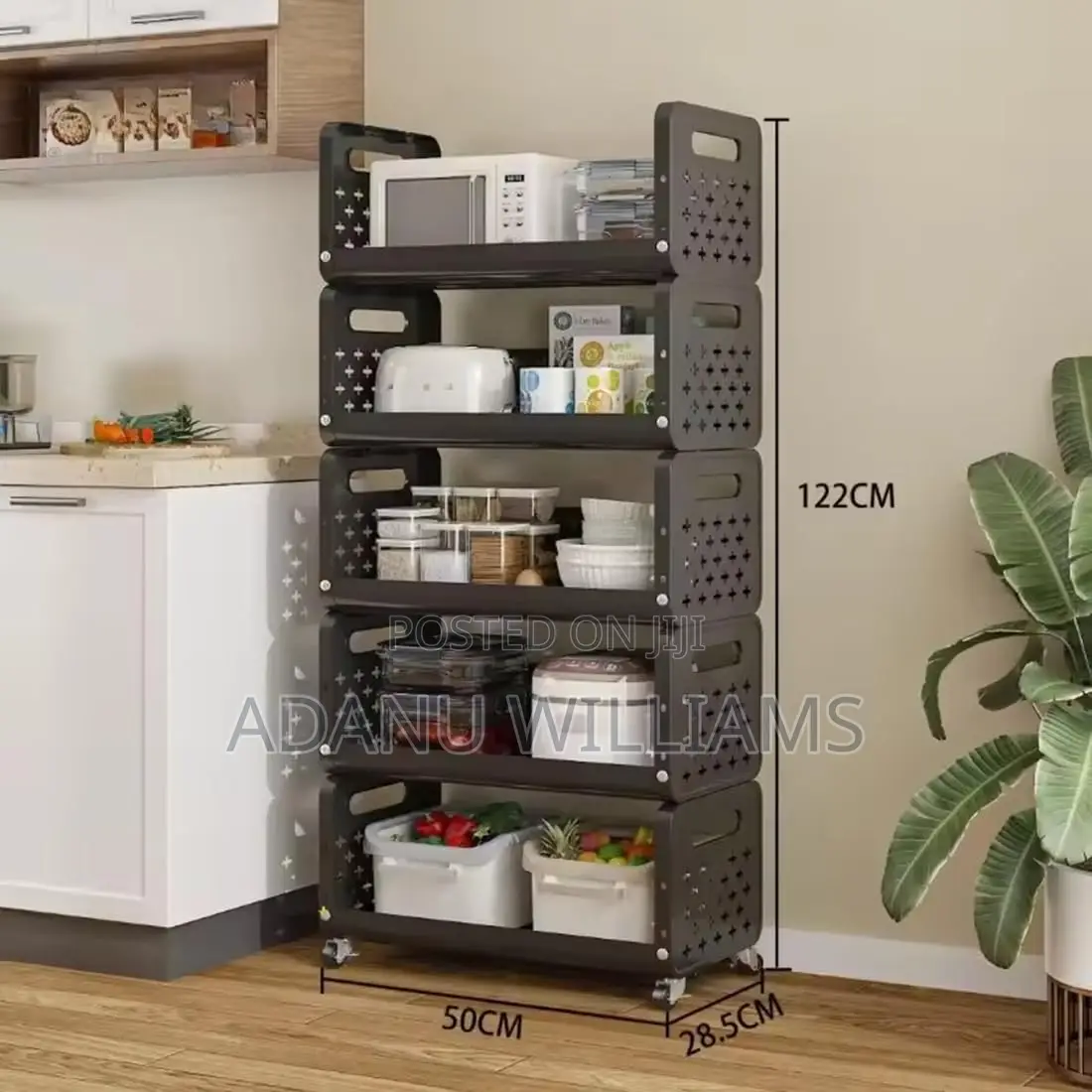 5 Tiers Modern Multipurpose Kitchen Storage Organizer With Wheels