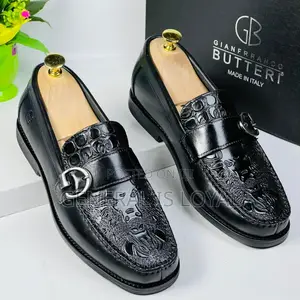 Gianfranco Butteri Black  Buckled Men Loafers Shoe