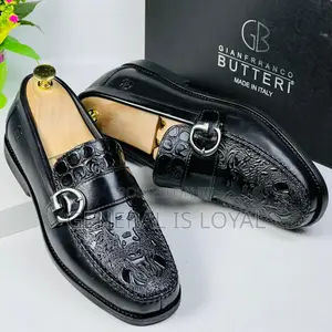 Gianfranco Butteri Black  Buckled Men Loafers Shoe