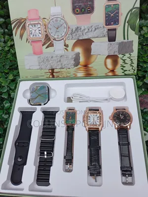 I-530 Mini 4-in-1 Smart Watch 2 Straps With 3 Quartz Watches - Black