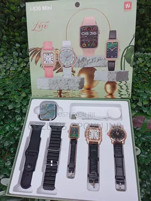 I-530 Mini 4-in-1 Smart Watch 2 Straps With 3 Quartz Watches - Black