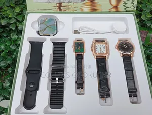 I-530 Mini 4-in-1 Smart Watch 2 Straps With 3 Quartz Watches - Black