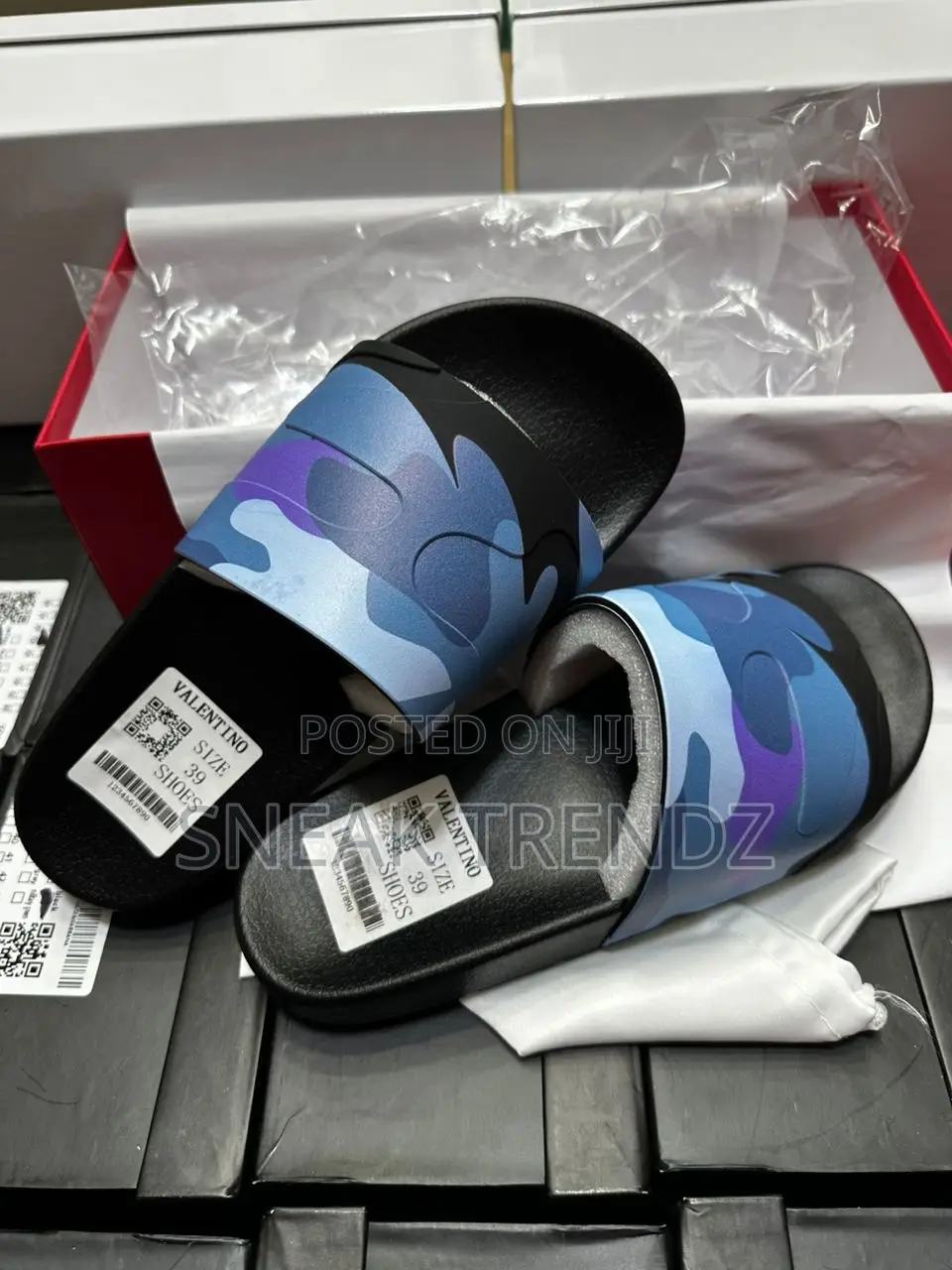 Original Valentino Slide Sea Blue N Black