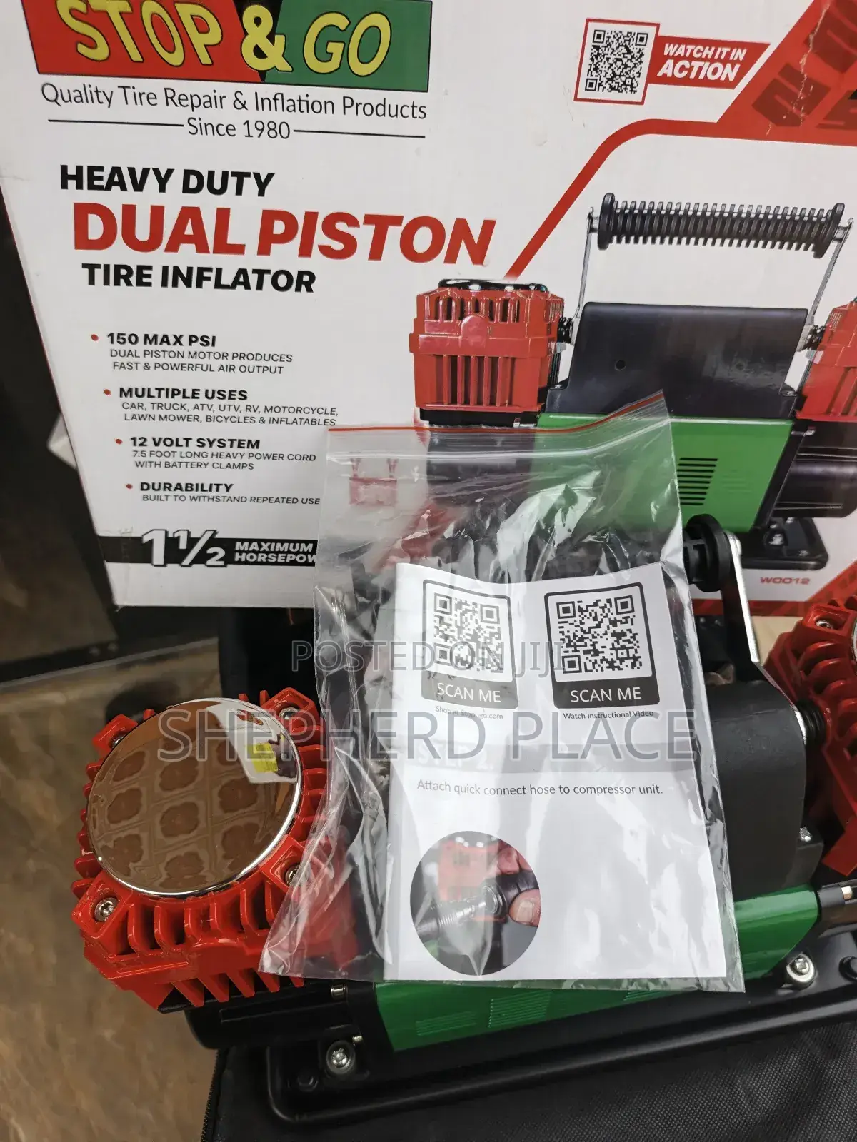Top Go Heavy Duty Dual Piston Tire Inflator