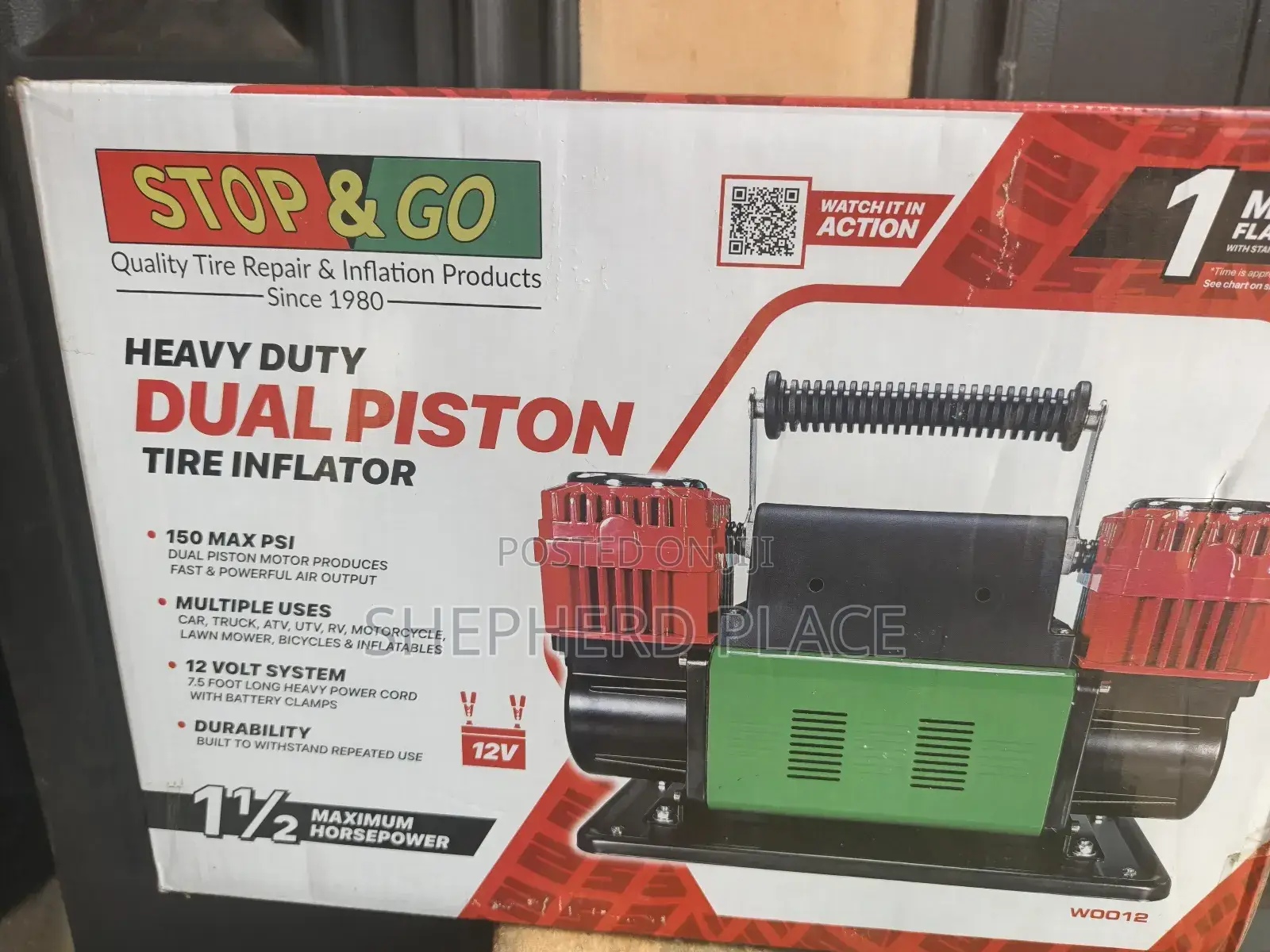 Top Go Heavy Duty Dual Piston Tire Inflator
