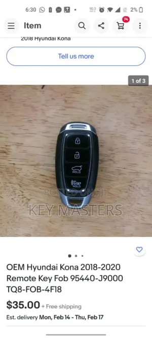 2018+ Hyundai Kona Smart Key