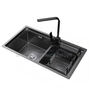 Imported Two Bowl Cabinet Fiber Kitchen Sink With Tap Complete_