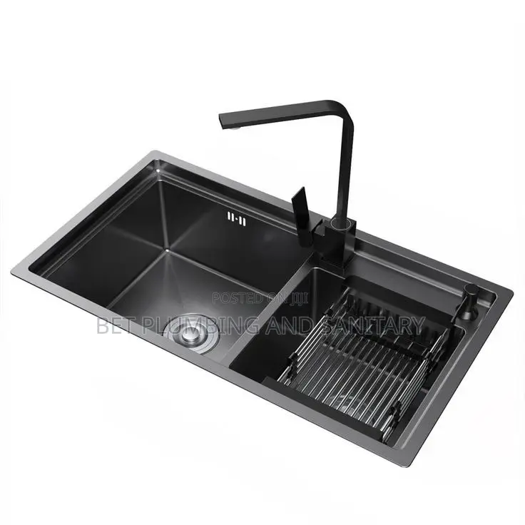 Imported Two Bowl Cabinet Fiber Kitchen Sink With Tap Complete_