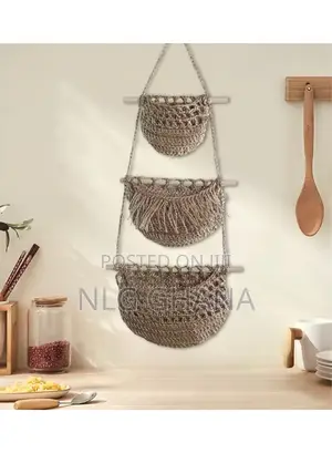 3-Tier Bohemian Cotton Linen Storage Baskets.