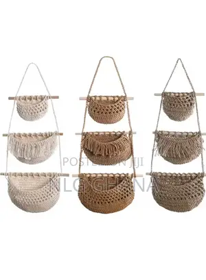3-Tier Bohemian Cotton Linen Storage Baskets.