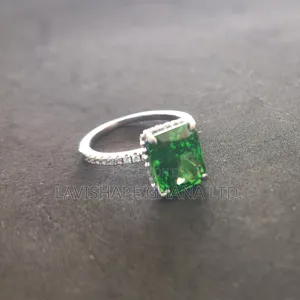 Ring Silver 925 With Big Green Zircon