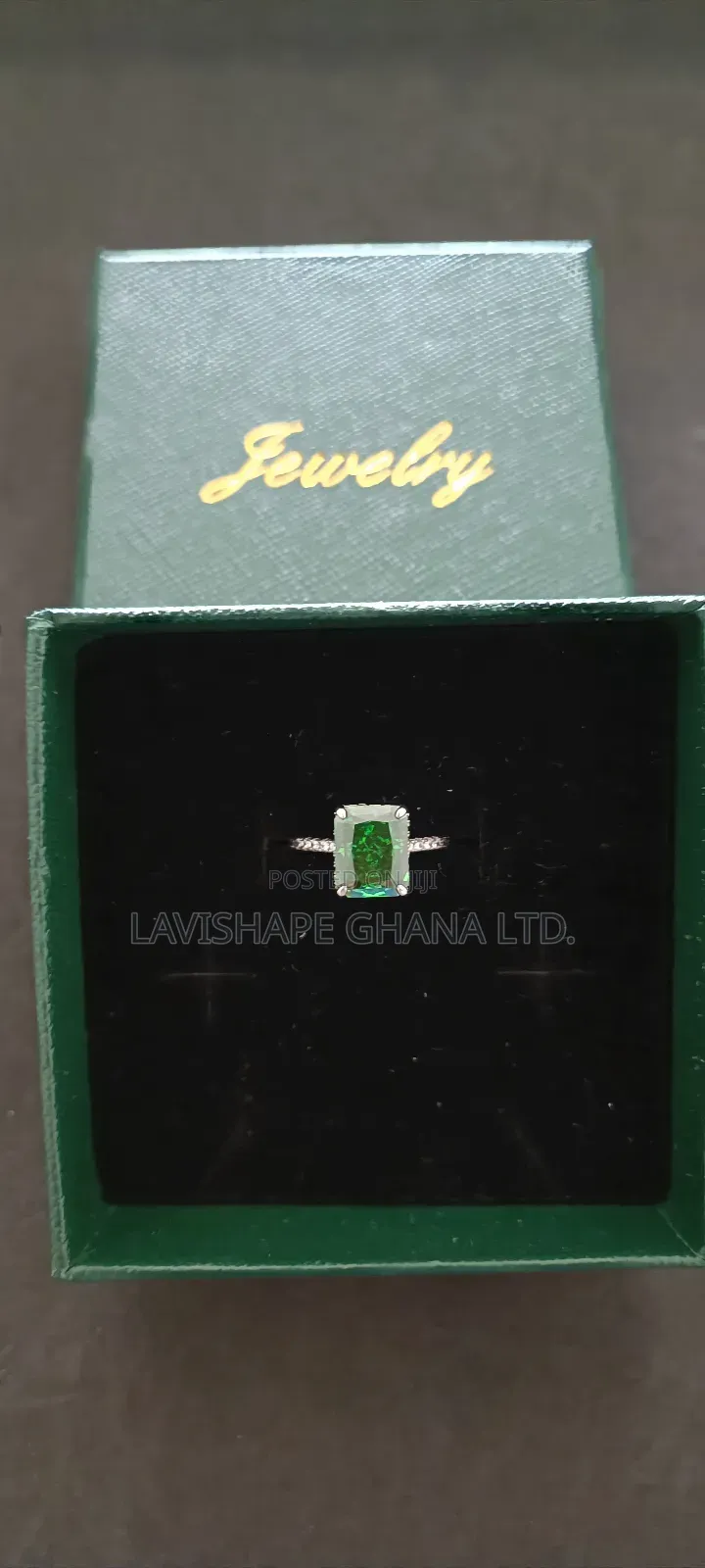 Ring Silver 925 With Big Green Zircon