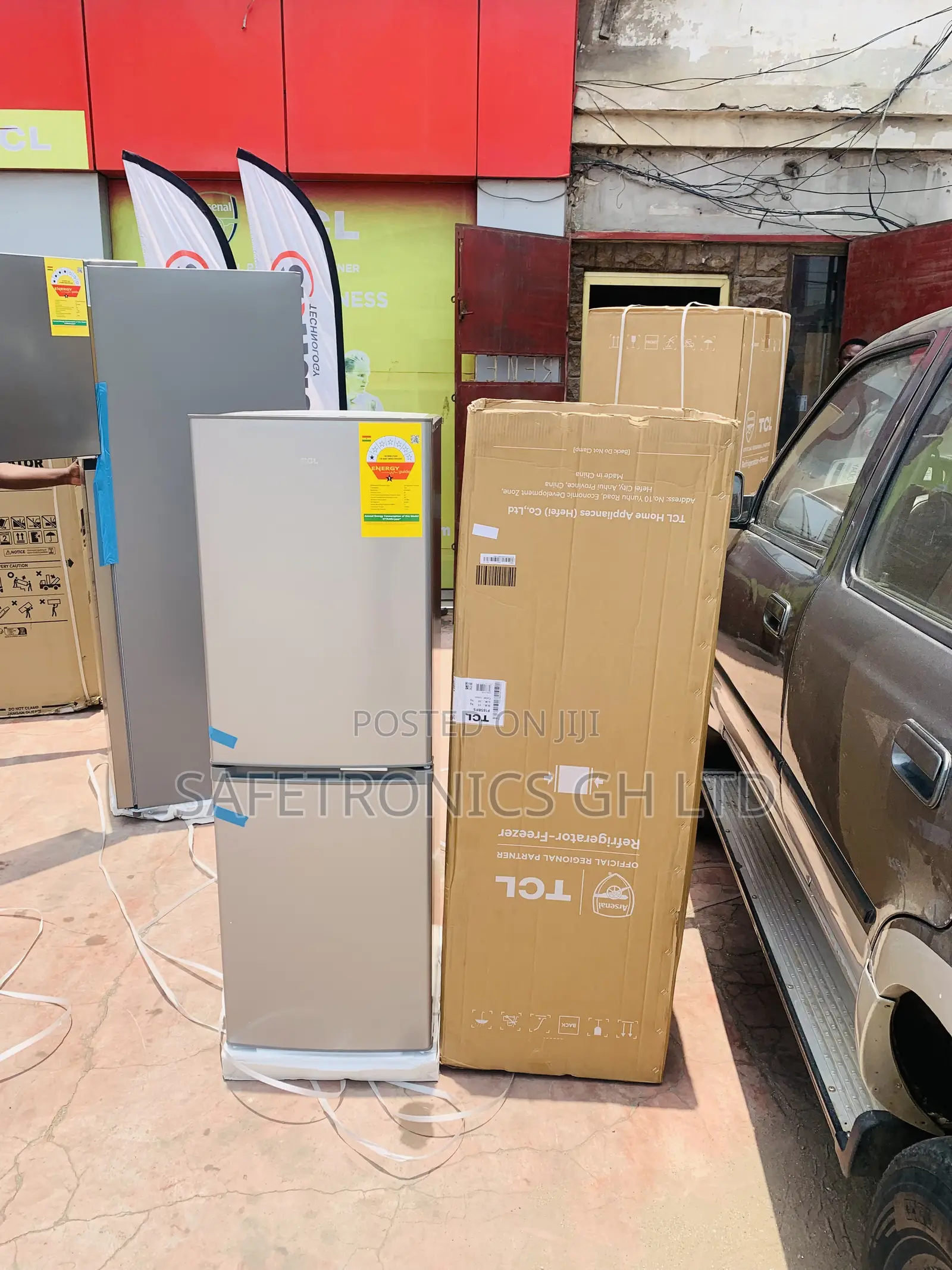 Locate Us at Adabraka for TCL F185bfs—142l Double Door Fridge Grey