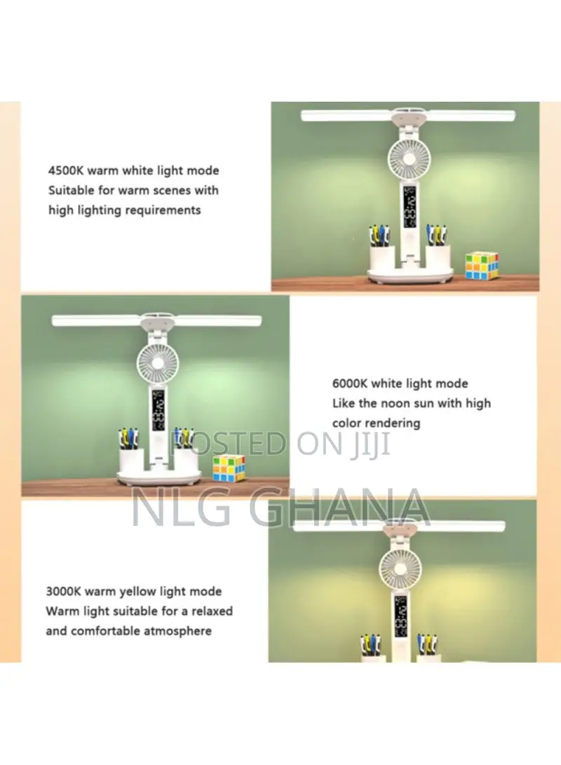 Built-in 3200mah Battery Rechargeable Fan Led Desk Lamp.