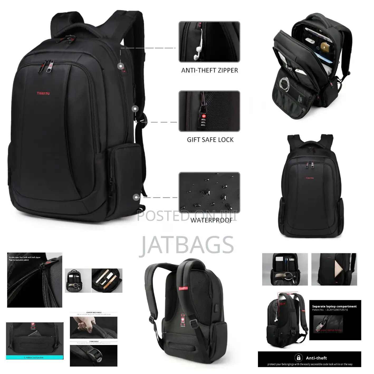 Tigernu Anti-Theft Waterproof Laptop Backpack (Free Delivery)