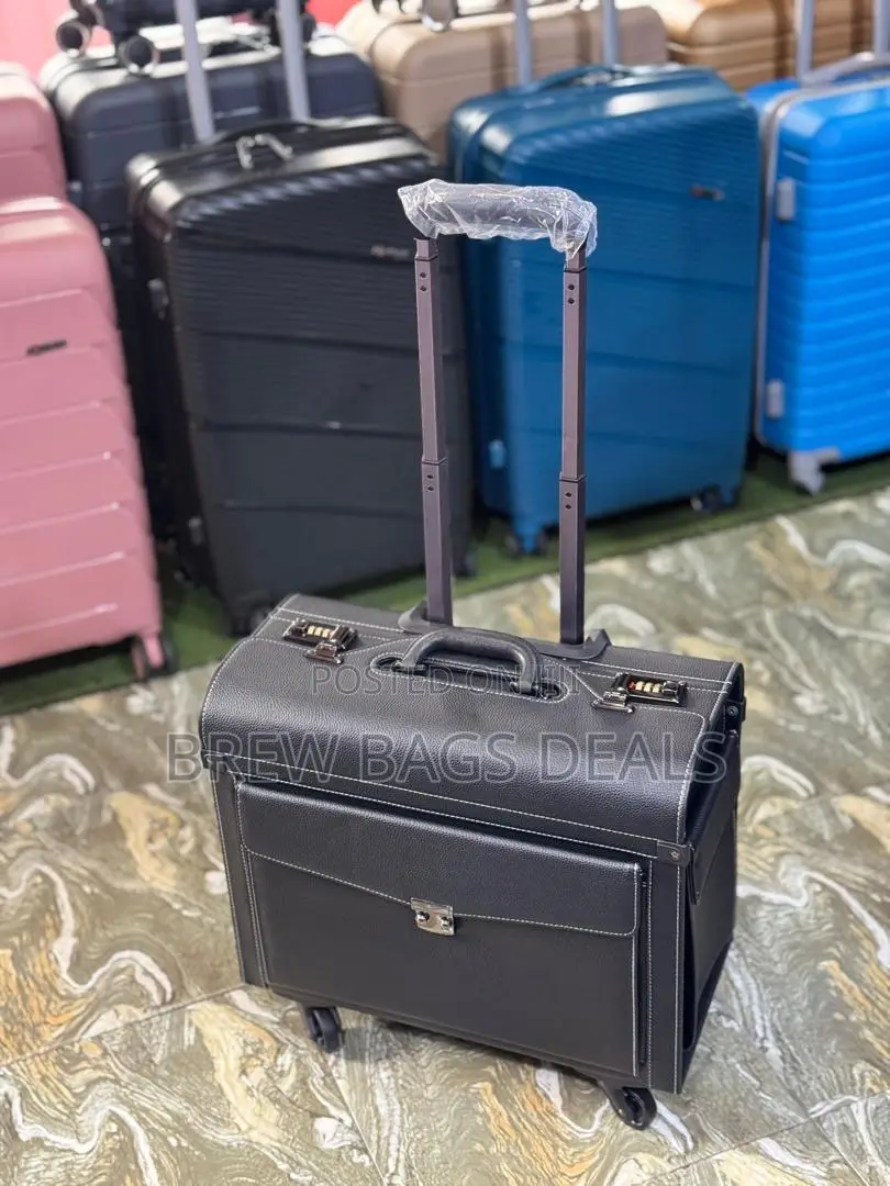 Genuinely Pure Leather Pilot Briefcase Trolley Bag.