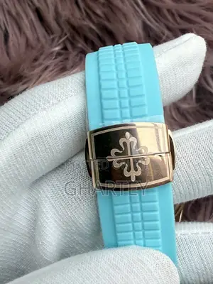 Patek Philippe Aquanaut Rose Gold Tiffany Blue Dial Strap Moonphase