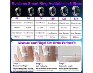 Smart Ring Heart Rate Blood Oxygentemperature Monitor