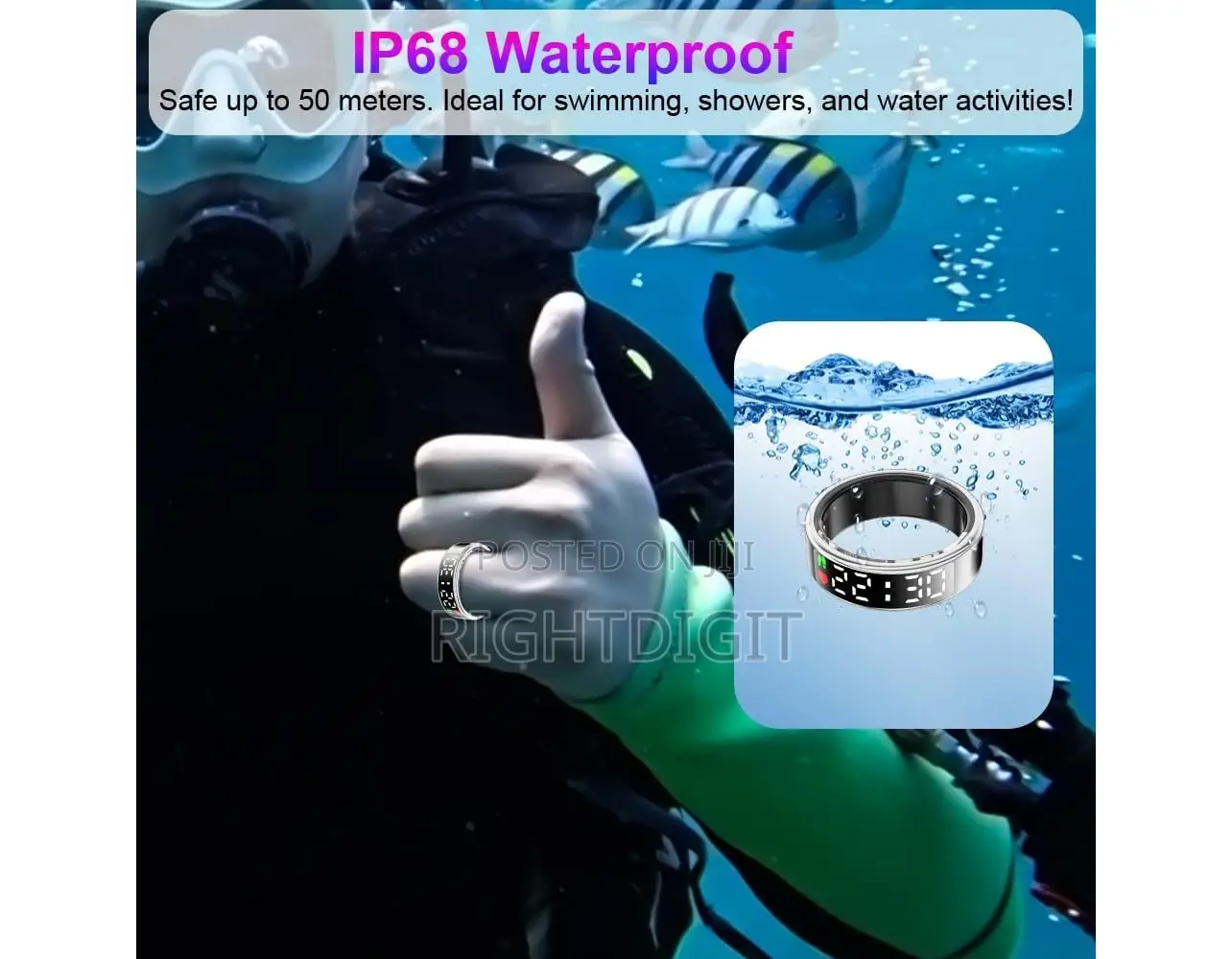 Smart Ring Heart Rate Blood Oxygentemperature Monitor