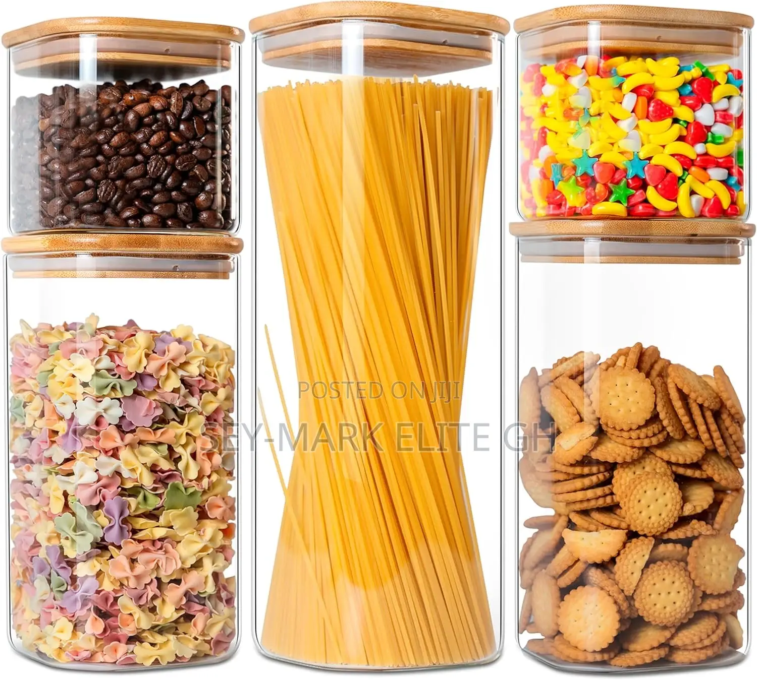 5pcs Storage Container With Bamboo Lid