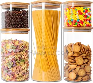 5pcs Storage Container With Bamboo Lid