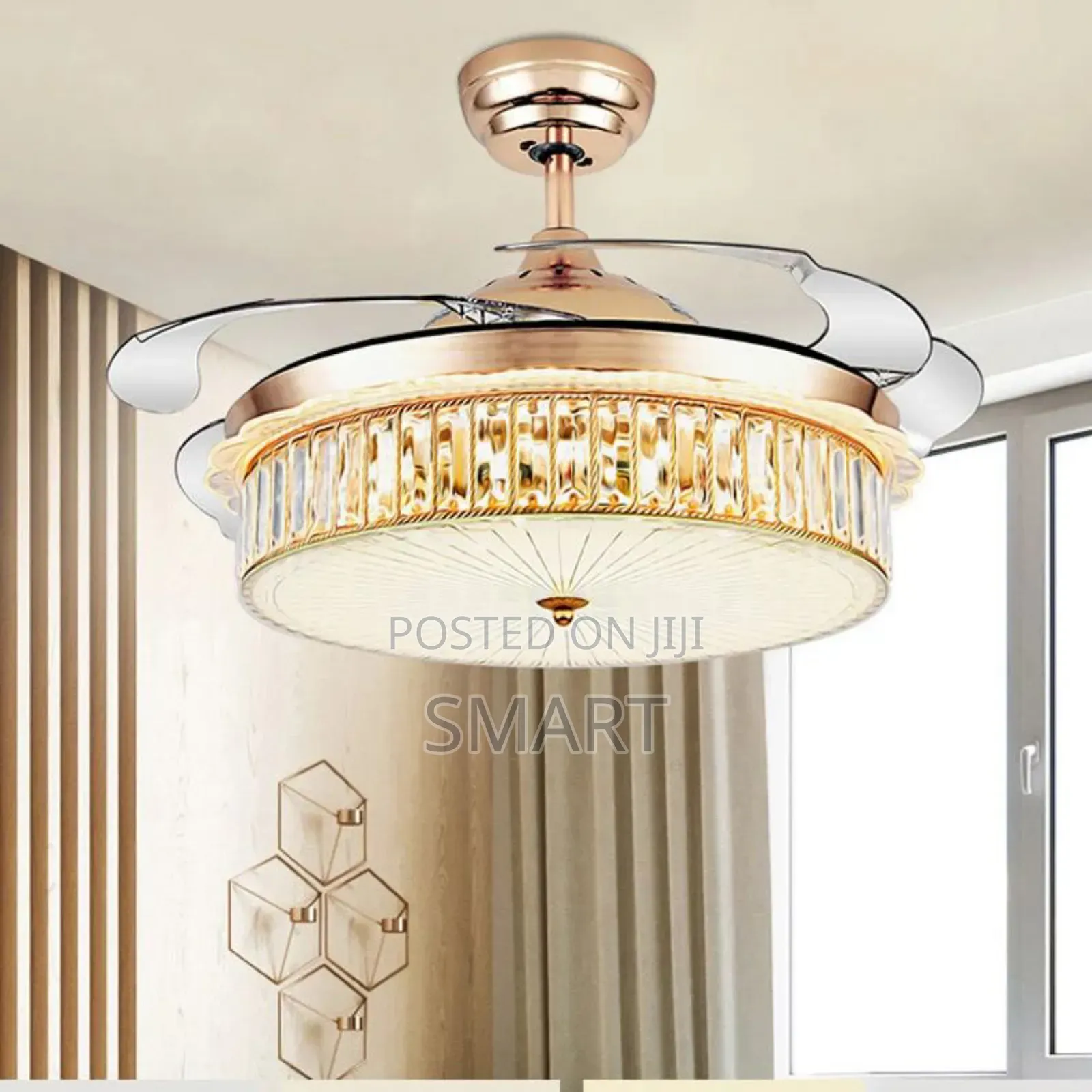 Modern Fanlight Chandelier With Bluetooth + Remote Control