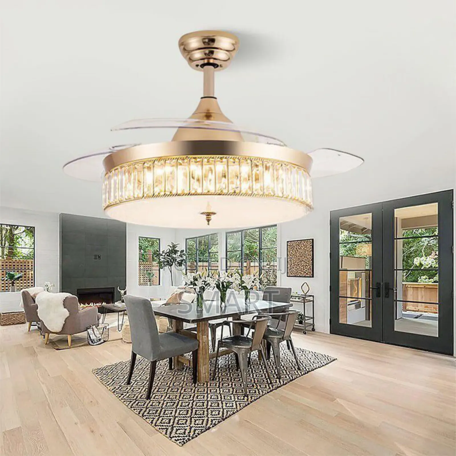 Modern Fanlight Chandelier With Bluetooth + Remote Control