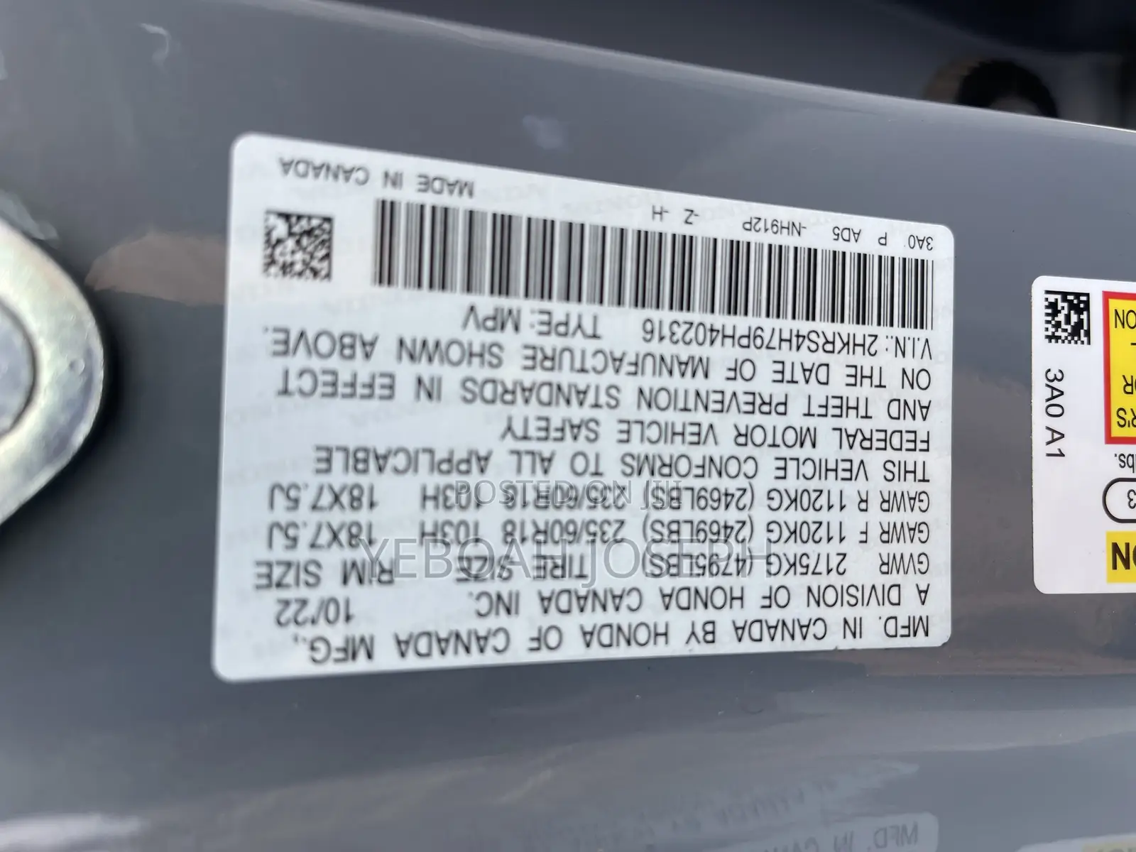 Honda CR-V EX-L AWD 2023 Gray
