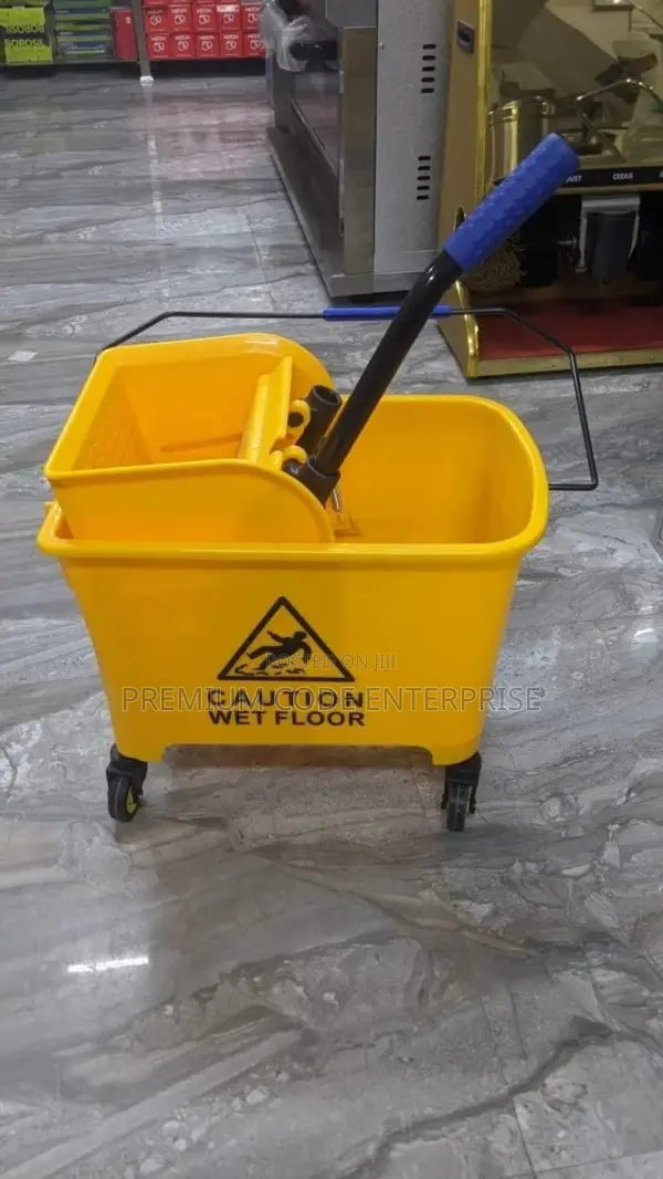 20l Plastic Mop Bucket With Wringer Wheels – Cleaning Trolley