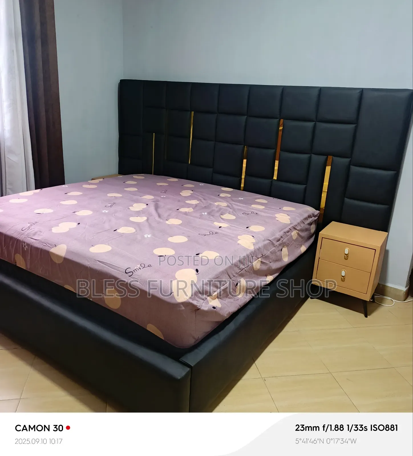 Black Queen Size Bed Frame With Side Drawers