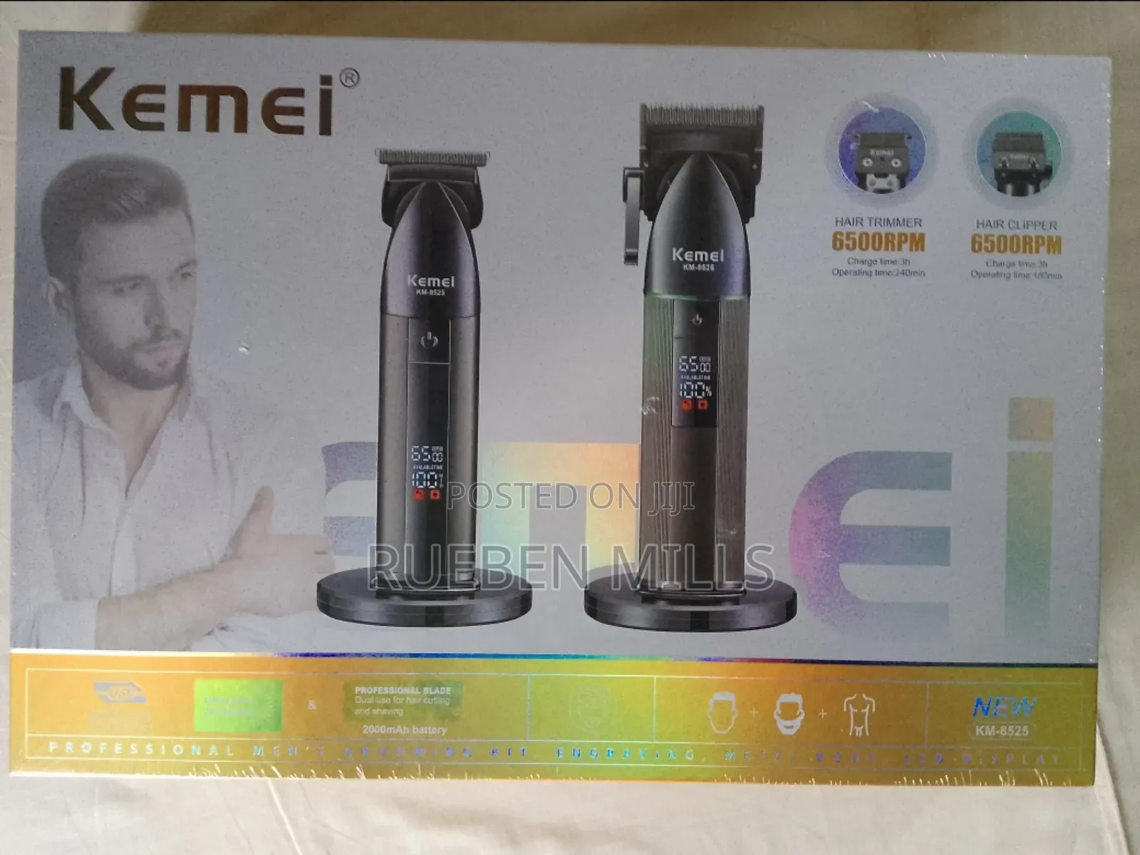 Black Two In One 2 In 1 Combo Kemei Haircut Barbering Skin Machine