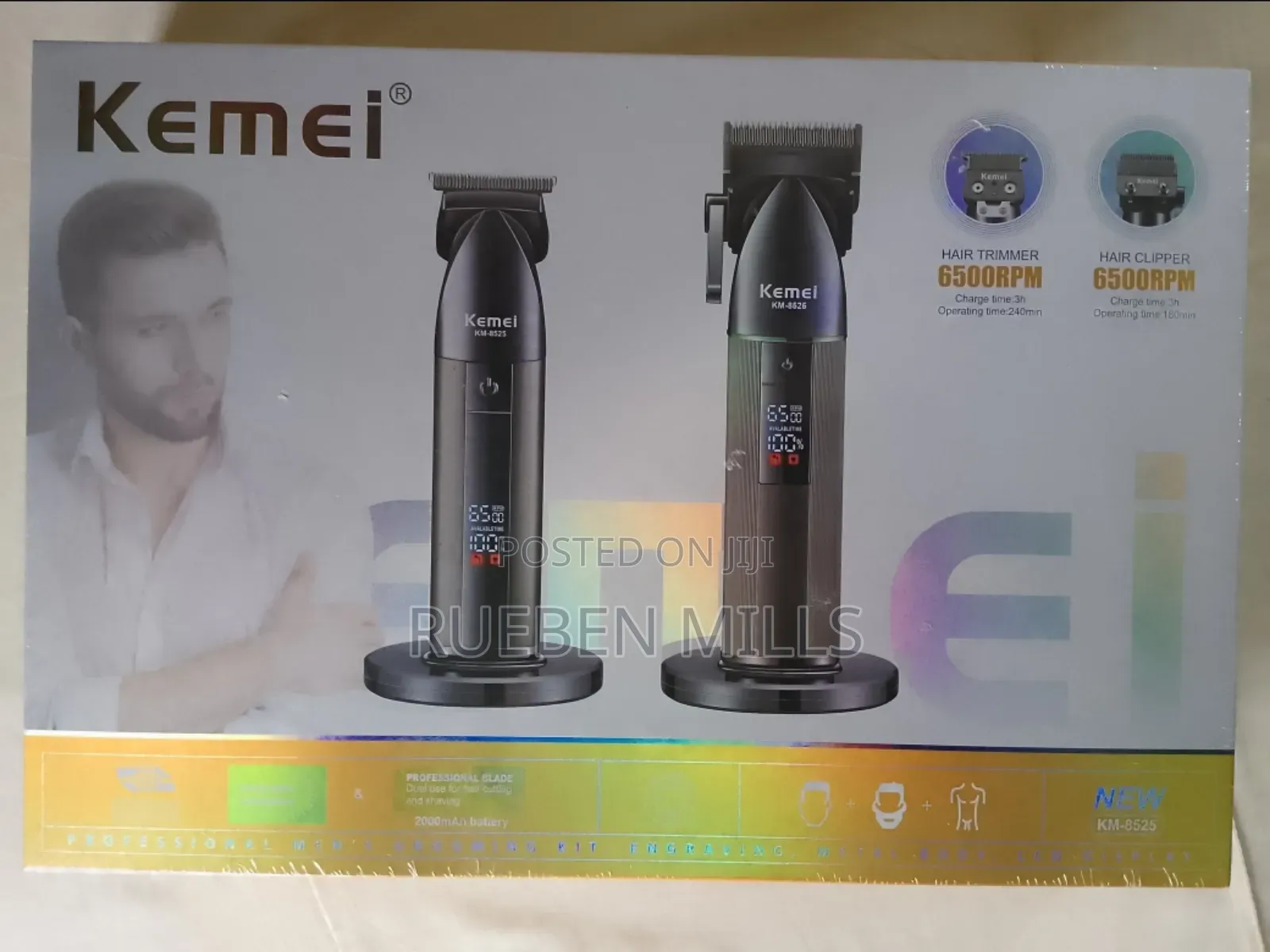 Black Two In One 2 In 1 Combo Kemei Haircut Barbering Skin Machine